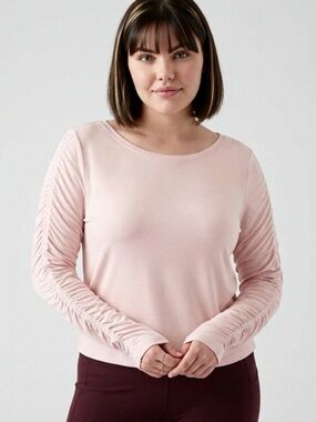 Athleta All Around Ruched Top Light Pink 2X
